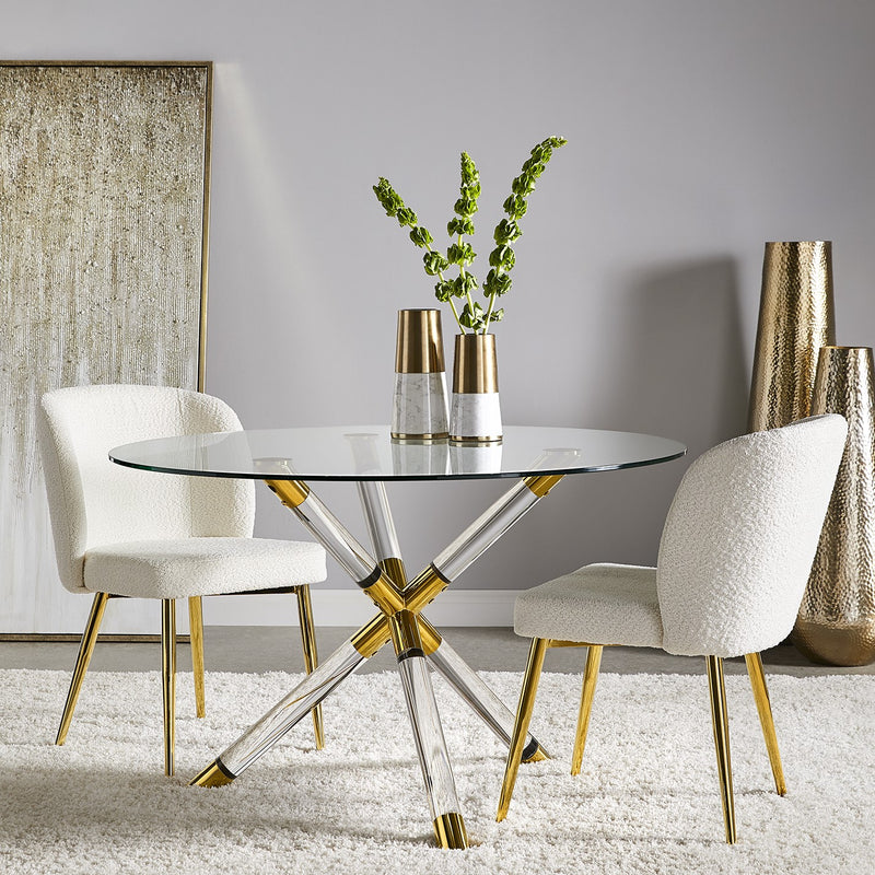 9. "Fortina Dining Chair: White Fur Fabric - Add a Touch of Luxury to Your Dining Space"