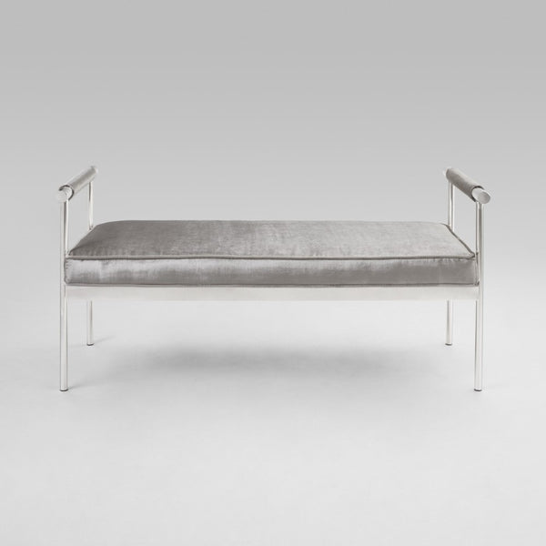 2. "Grey Velvet Helen Bench - Stylish and Versatile Furniture Piece"