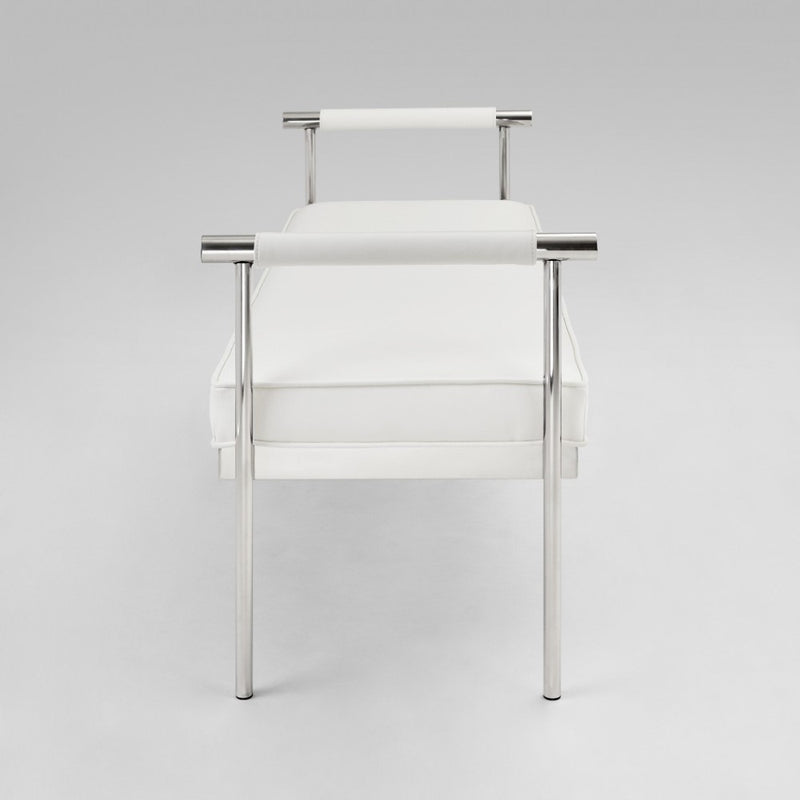 4. "White Leatherette Helen Bench - Add a touch of sophistication to your room with this chic and functional furniture"