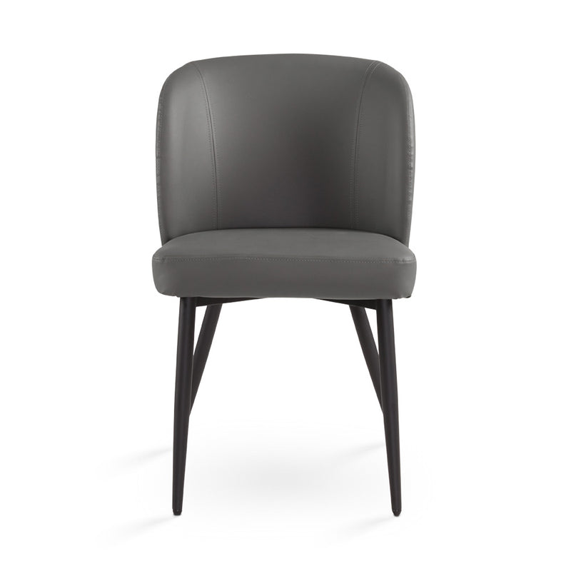 2. "Grey Leatherette Dining Chair with Black Legs - Enhance your dining space with this modern and elegant seating solution"