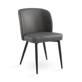 1. "Fortina Dining Chair: Grey Leatherette with Black Legs - Stylish and comfortable seating option for your dining room"