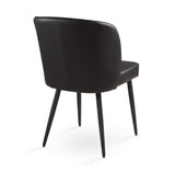 9. "Easy to clean Fortina Dining Chair: Black Leatherette with Black Legs - Low maintenance seating option"