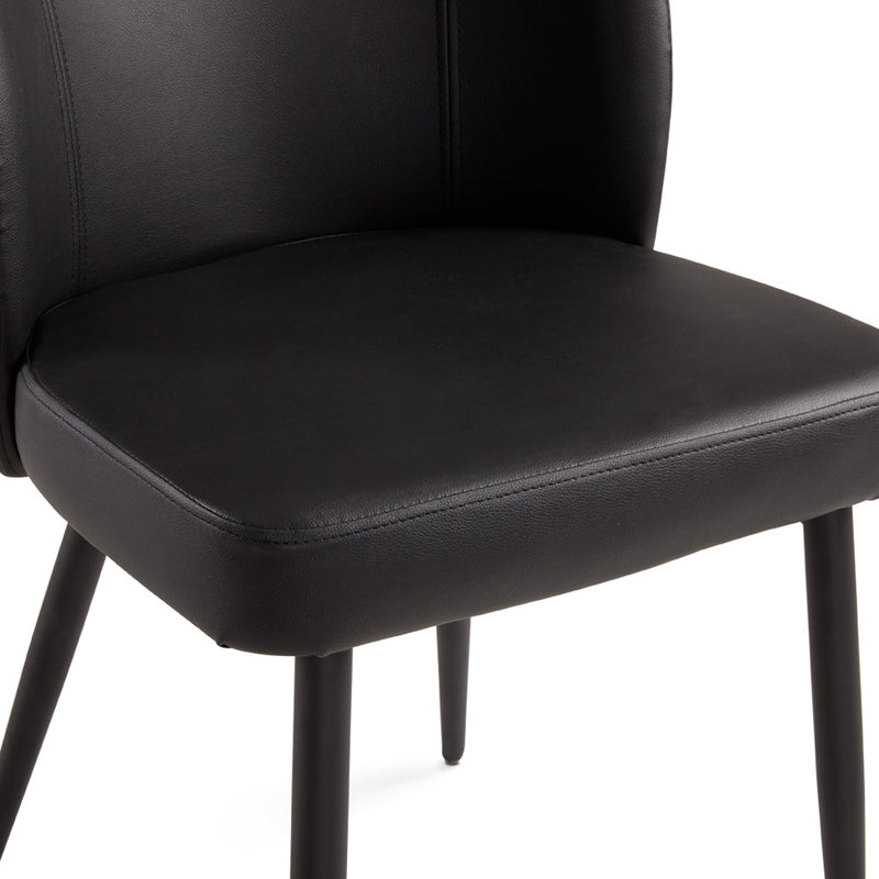 4. "Elegant Fortina Dining Chair: Black Leatherette with Black Legs - Add sophistication to your dining area"