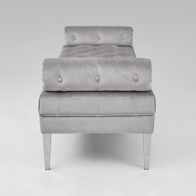 3. "Medium-Sized Grey Velvet Prado Bench - Ideal for Any Room Decor"
