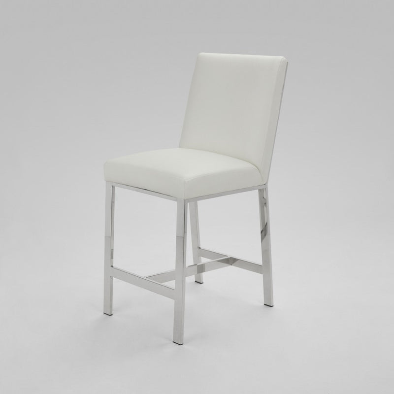 7. "Emiliano Counter Chair in White Leatherette - Contemporary and chic design"