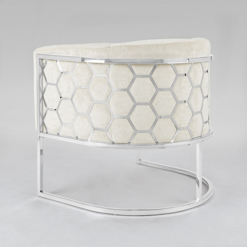 3. "Medium-sized Honeycomb Chair in Ivory Linen - Perfect blend of style and comfort"