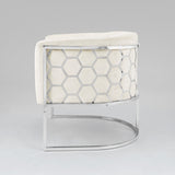 4. "Ivory Linen Honeycomb Chair - Ideal seating solution for modern interiors"
