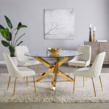 3. "Stylish Helen Gold Dining Table perfect for hosting family gatherings"