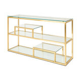 9. "Contemporary Barolo Gold Console Table with a geometric design"