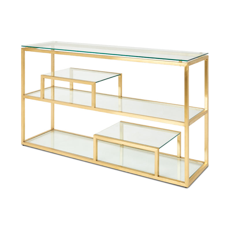 9. "Contemporary Barolo Gold Console Table with a geometric design"