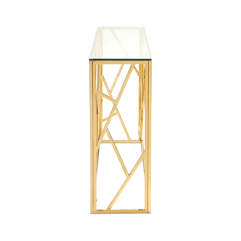 2. "Gold Carole Console Table - Stylish and Functional Home Decor"