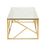 3. "Luxurious Carole Gold Coffee Table with a sturdy metal frame"