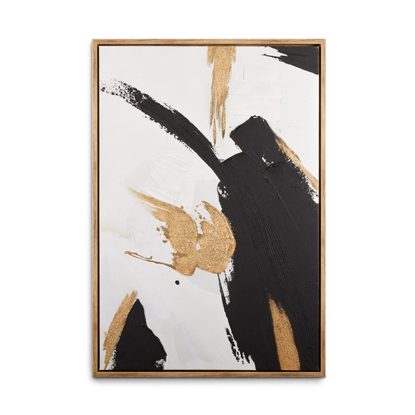 1. "Elegant white, black, and gold wall art for modern interiors"