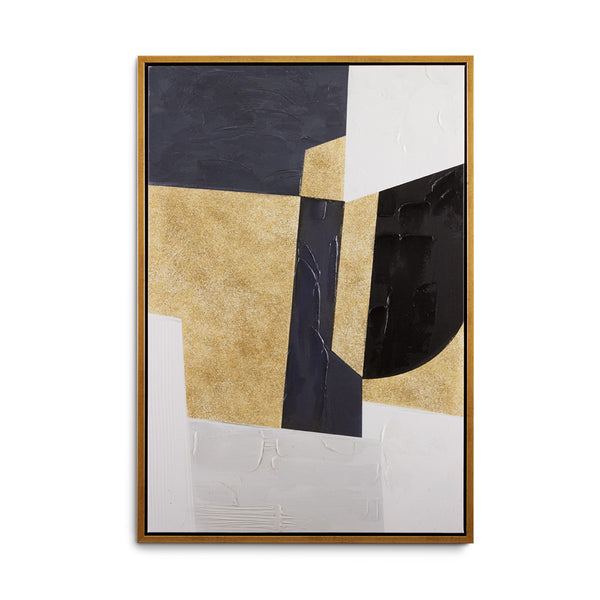 1. "Elegant white, black, and gold wall art for modern interiors"