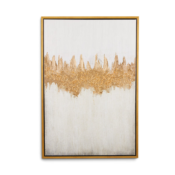 1. "Elegant white and gold wall art for modern interiors"