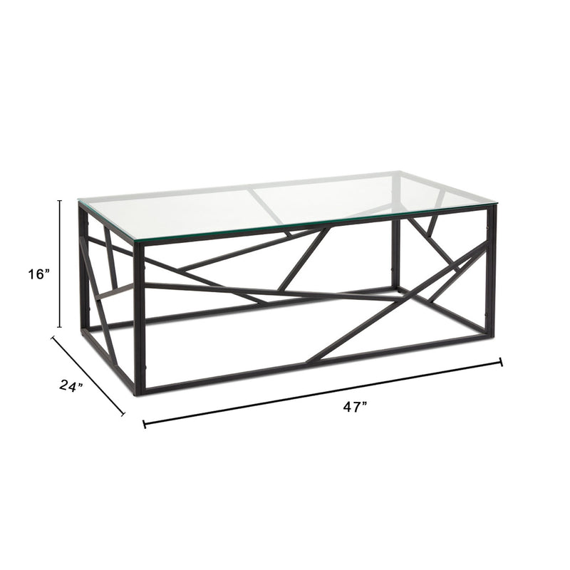 5. "Carole Coffee Table: Black Frame - Spacious surface for drinks, books, and decor"