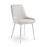 1. "Emily Dining Chair: Light Grey Leatherette - Elegant and comfortable seating for your dining area"