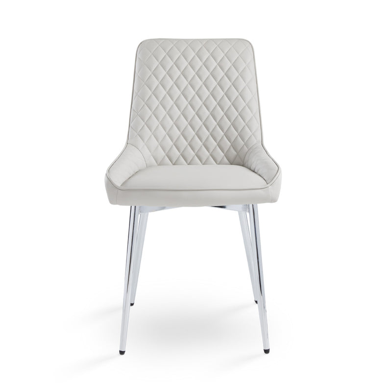 9. "Emily Dining Chair: Light Grey Leatherette - Create a contemporary and inviting atmosphere in your dining room"