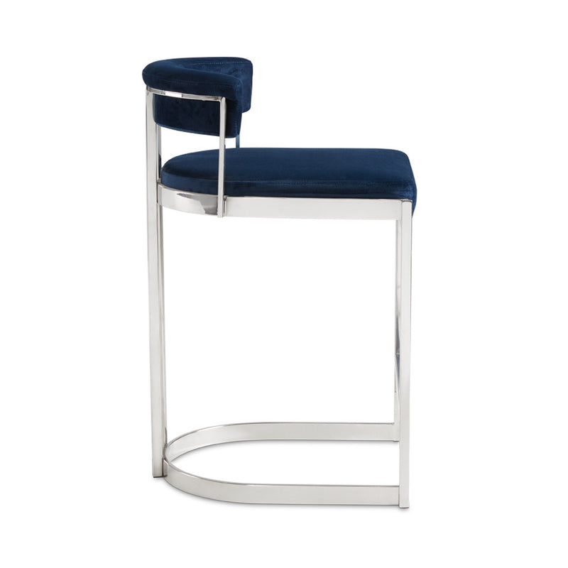 3. "Medium-sized Corona Counter Chair in Blue Velvet - Perfect for compact spaces"
