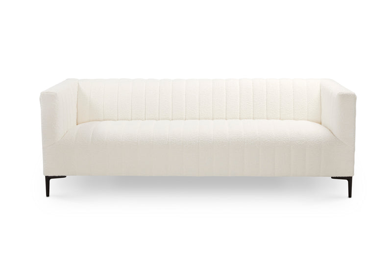 2. "Florian Sofa: Boucle Ivory with Black Legs - Elegant and comfortable couch"