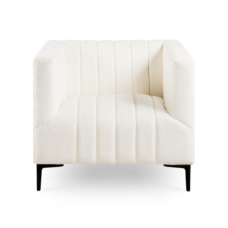 7. "Florian Accent Chair: Boucle Ivory with Black Legs - Enhance your home decor with this chic chair"