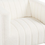 4. "Florian Accent Chair: Boucle Ivory with Black Legs - Cozy and inviting seating solution"