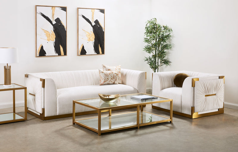 6. "Contessa Vanilla Paloma Gold Sofa - Create a Cozy and Inviting Living Space"