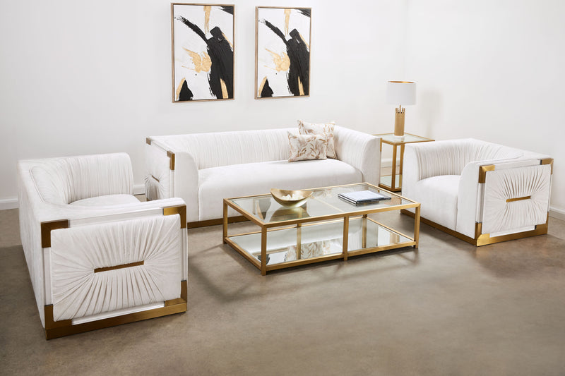 9. "Paloma Gold Loveseat in Contessa Vanilla - Enhance Your Décor with a Touch of Opulence"