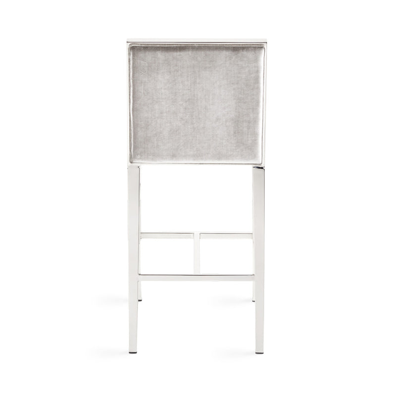 7. "Medium-sized Emario Counter Chair in Grey Velvet - Add a touch of sophistication to your kitchen or bar area"