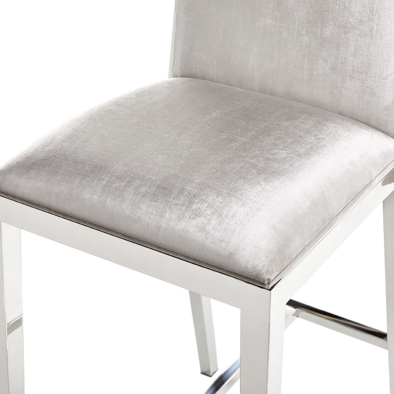 4. "Grey Velvet Counter Chair by Emario - Enhance your dining experience with this luxurious seating option"