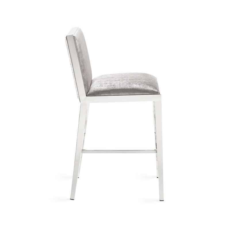 2. "Grey Velvet Emario Counter Chair - Stylish and versatile addition to any modern interior"
