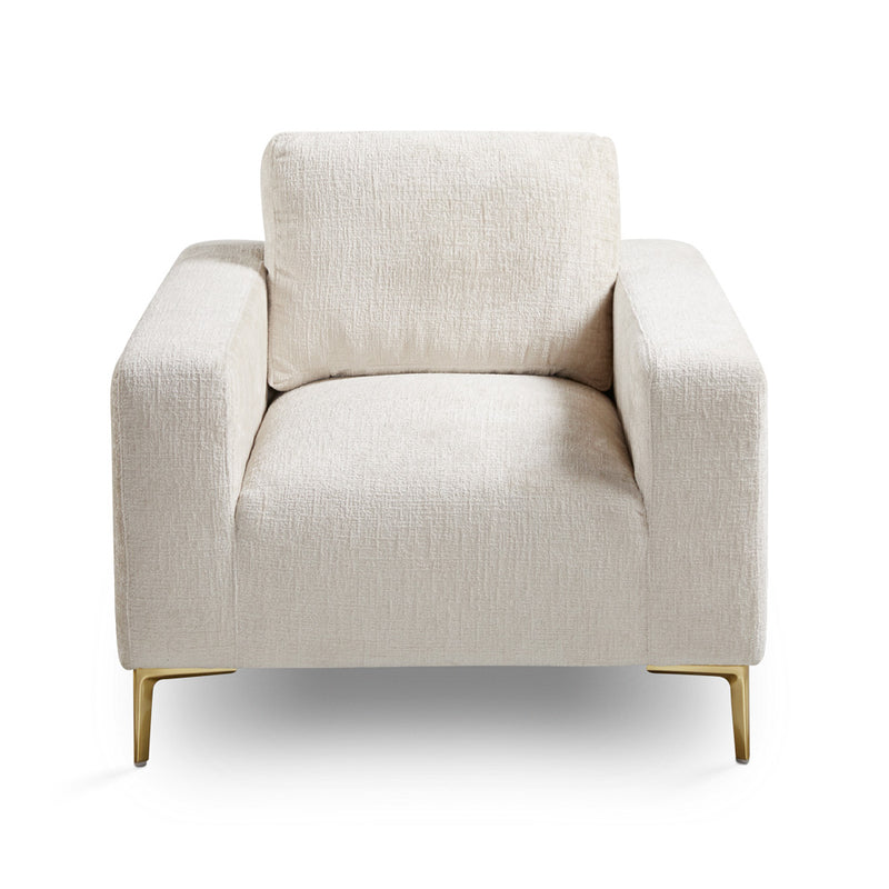2. "Grey Chenille Franco Gold Accent Chair - Elegant and comfortable home furniture"