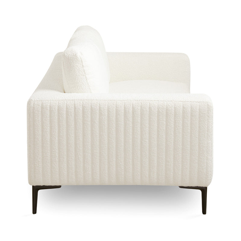 4. "White Boucle Franco Loveseat - Perfect blend of style and comfort"