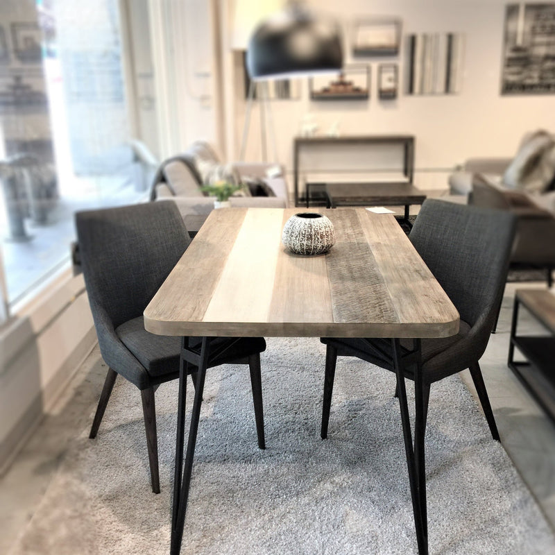 7. "Fritz Side Dining Chair - Dark Grey with sturdy wooden legs"