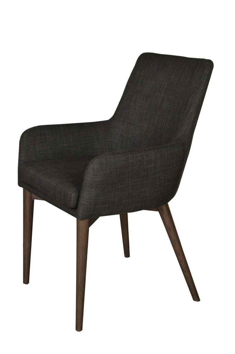 3. "Stylish Fritz Arm Dining Chair - Dark Grey with sturdy wooden legs"