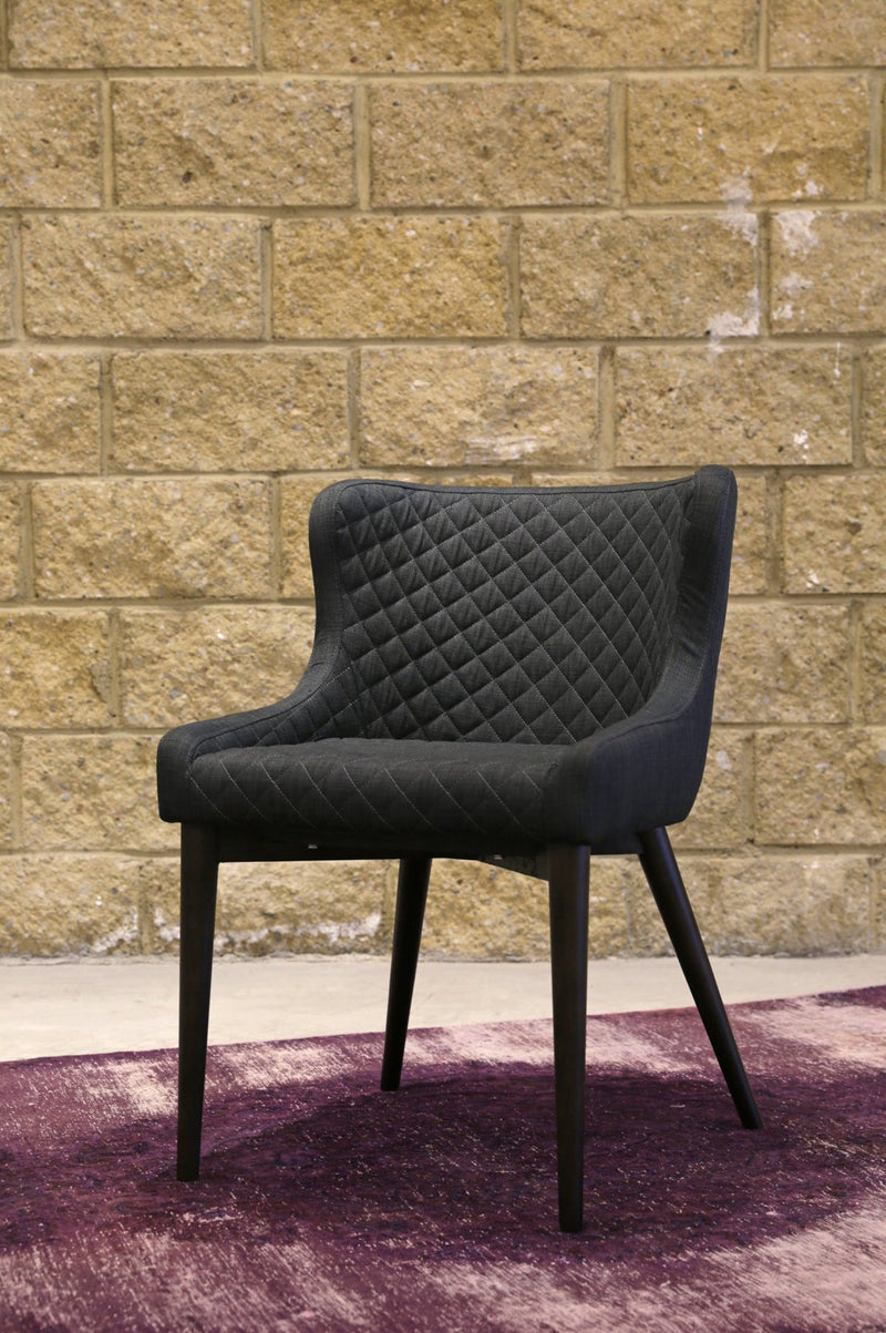 8. "Dark Grey Mila Dining Chair designed for both residential and commercial use"