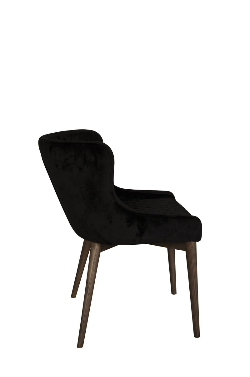 5. "Sophisticated Mila Dining Chair - Black Velvet with plush upholstery and ergonomic design"