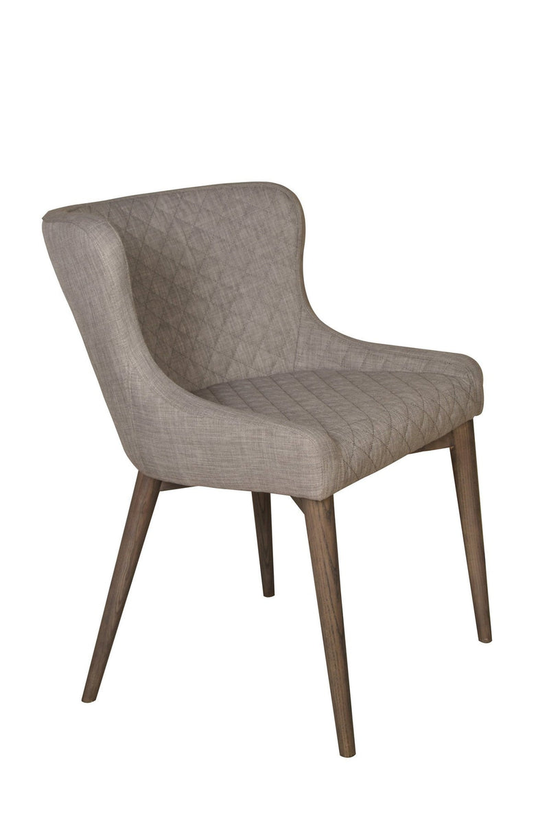 2. "Light Grey Mila Dining Chair featuring sturdy construction and modern style"