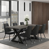2. "Distressed Grey Zax Rectangular Dining Table - Perfect addition to any modern dining space"