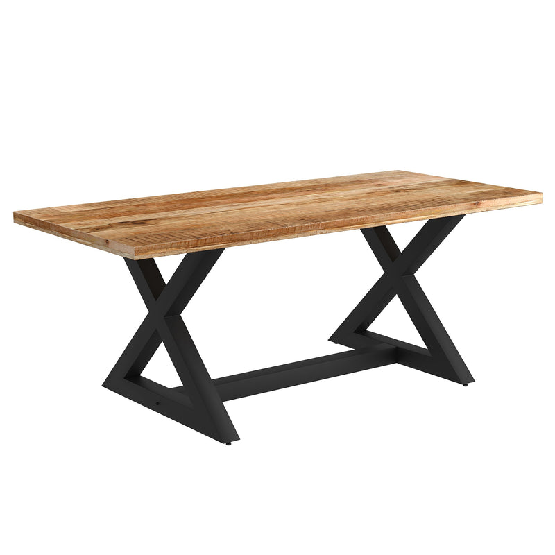 1. "Zax Rectangular Dining Table in Natural and Black - Sleek and modern design"