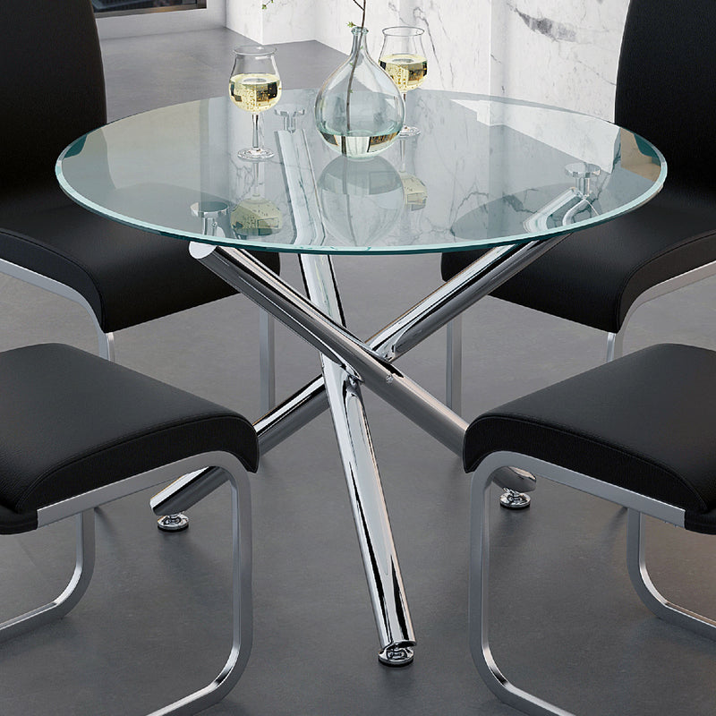2. "Chrome Solara II Round Dining Table - Enhance your dining area with a touch of elegance"
