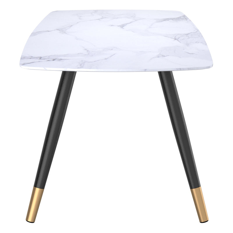 4. "White and Black Rectangular Dining Table - Versatile and stylish addition to any dining room"