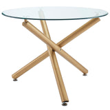 1. "Carmilla Round Dining Table in Aged Gold - Elegant centerpiece for your dining room"
