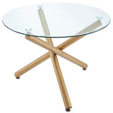 3. "Medium-sized image of Carmilla Round Dining Table in Aged Gold - Enhance your dining experience"