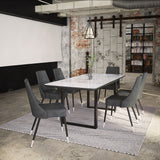 2. "Black and Faux Marble Dining Table - Perfect for Modern Interiors"