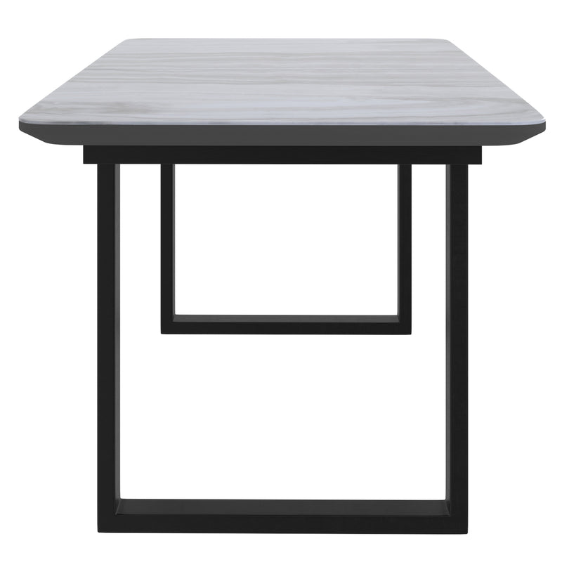 6. "Black and Faux Marble Dining Table - Sleek and Contemporary Design"