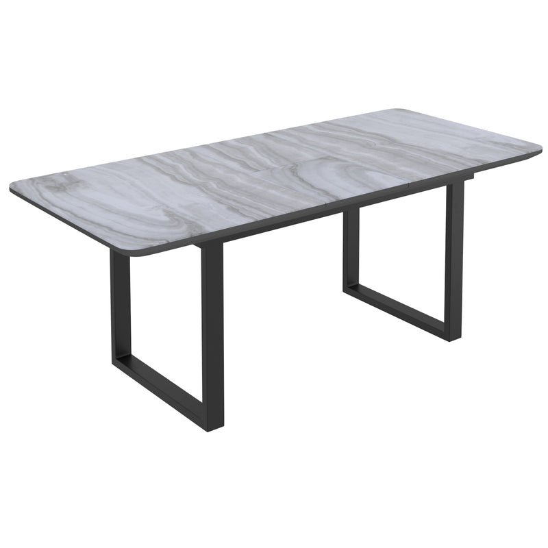 1. "Gavin Dining Table with Extension in Black and Faux Marble - Elegant and Versatile"