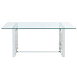 3. "Rectangular Dining Table in Silver - Ideal for stylish dining spaces"