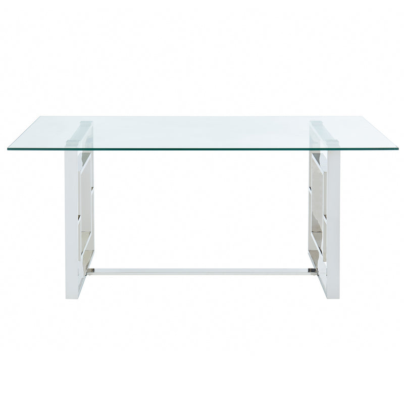 3. "Rectangular Dining Table in Silver - Ideal for stylish dining spaces"