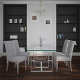 7. "Modern Silver Dining Table - Create a sophisticated dining experience"